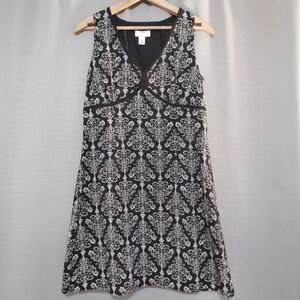 Ann Taylor LOFT Women's 10 Black & White Pattern Dress A-Line Full Side Zip